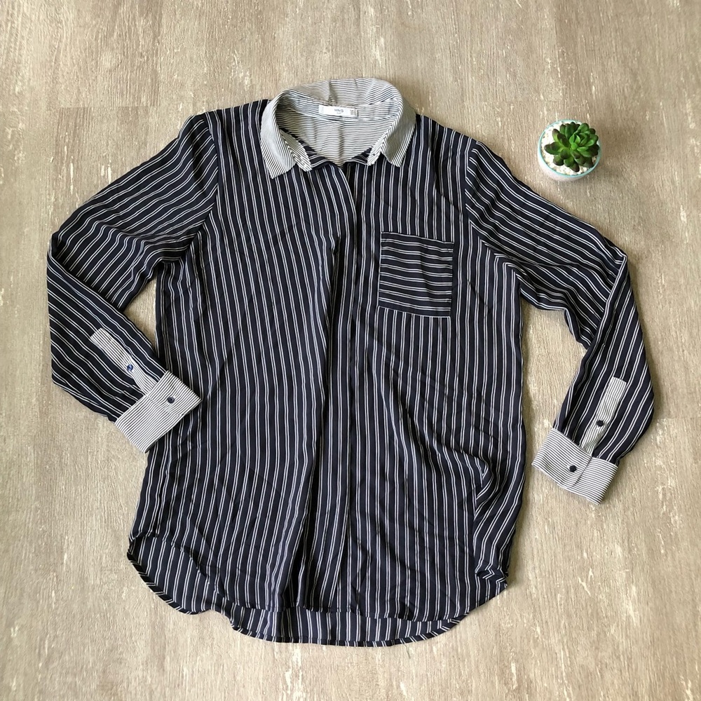 MNG Suit Pinstripe Blouse Size 8